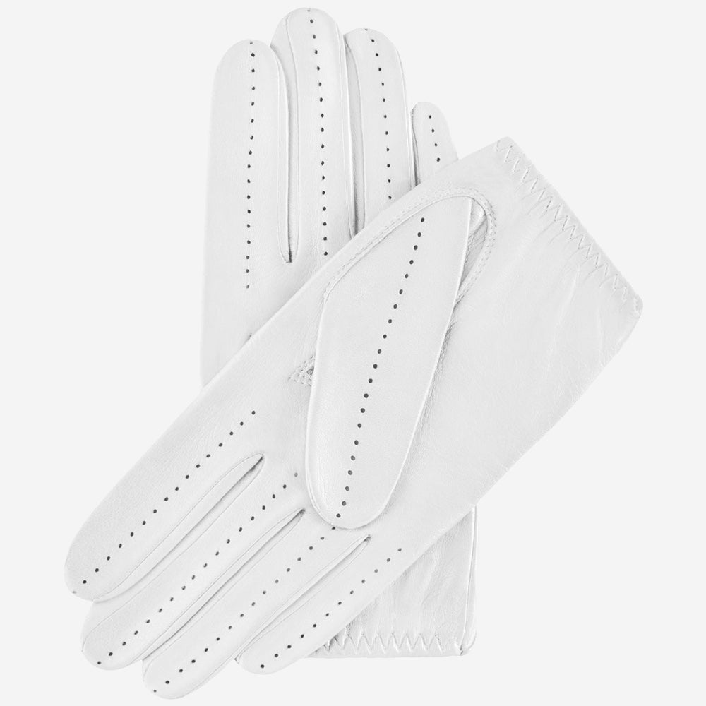 Alessa (white) - Classic Italian lambskin leather driving gloves - Glamourous Grace