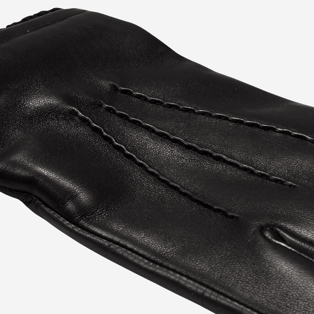 Alessandro (black) - Italian lambskin leather gloves with cashmere lining & touchscreen feature - Glamourous Grace
