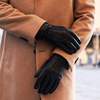 Alessandro (black) - Italian lambskin leather gloves with cashmere lining & touchscreen feature - Glamourous Grace
