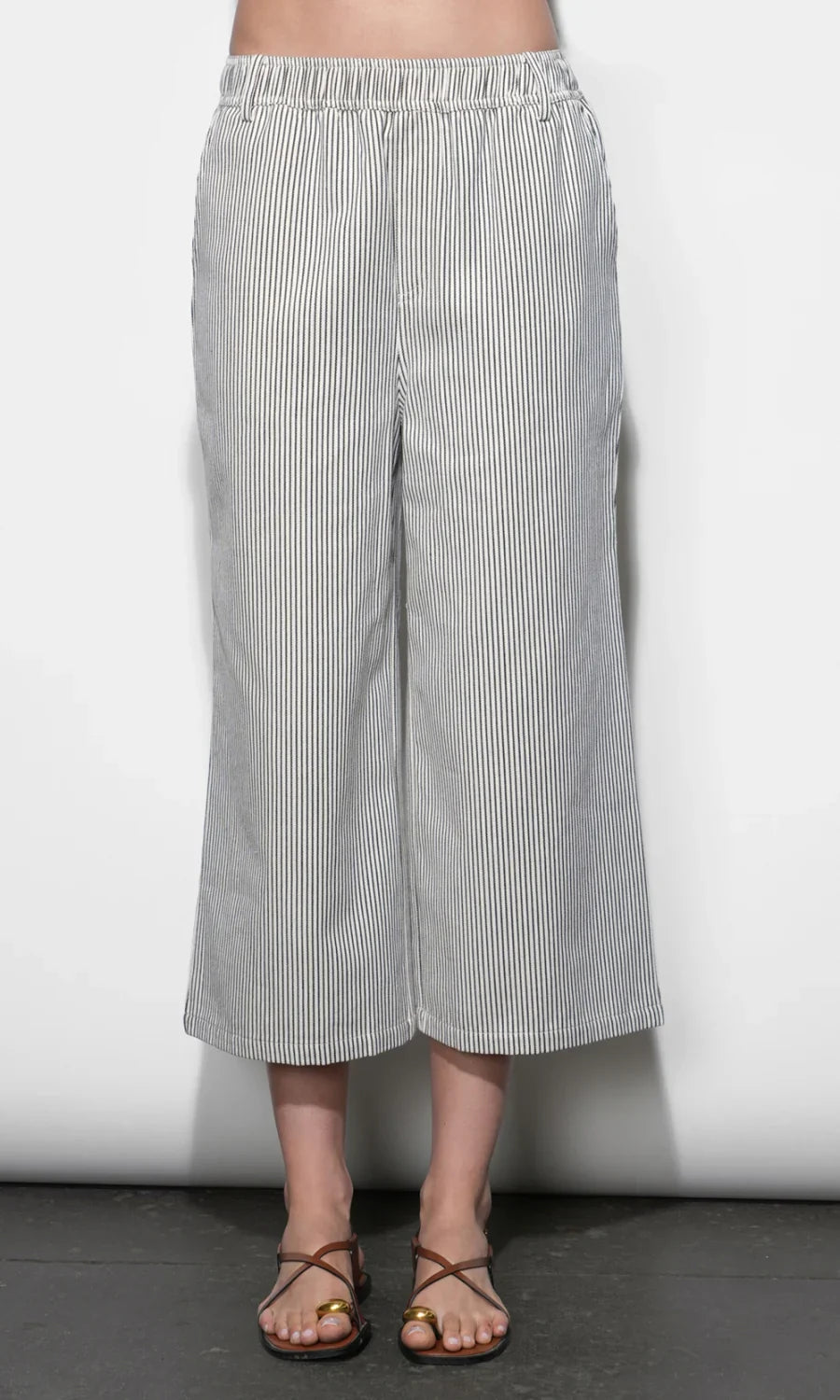 Alice Canvas Ivory & Black Stripe Wide Leg Culottes
