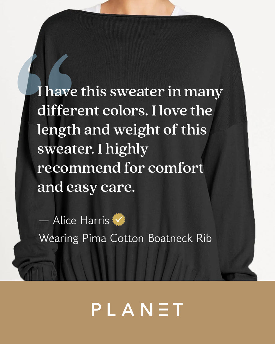 Pima Cotton Boatneck Rib - Black - Glamourous Grace