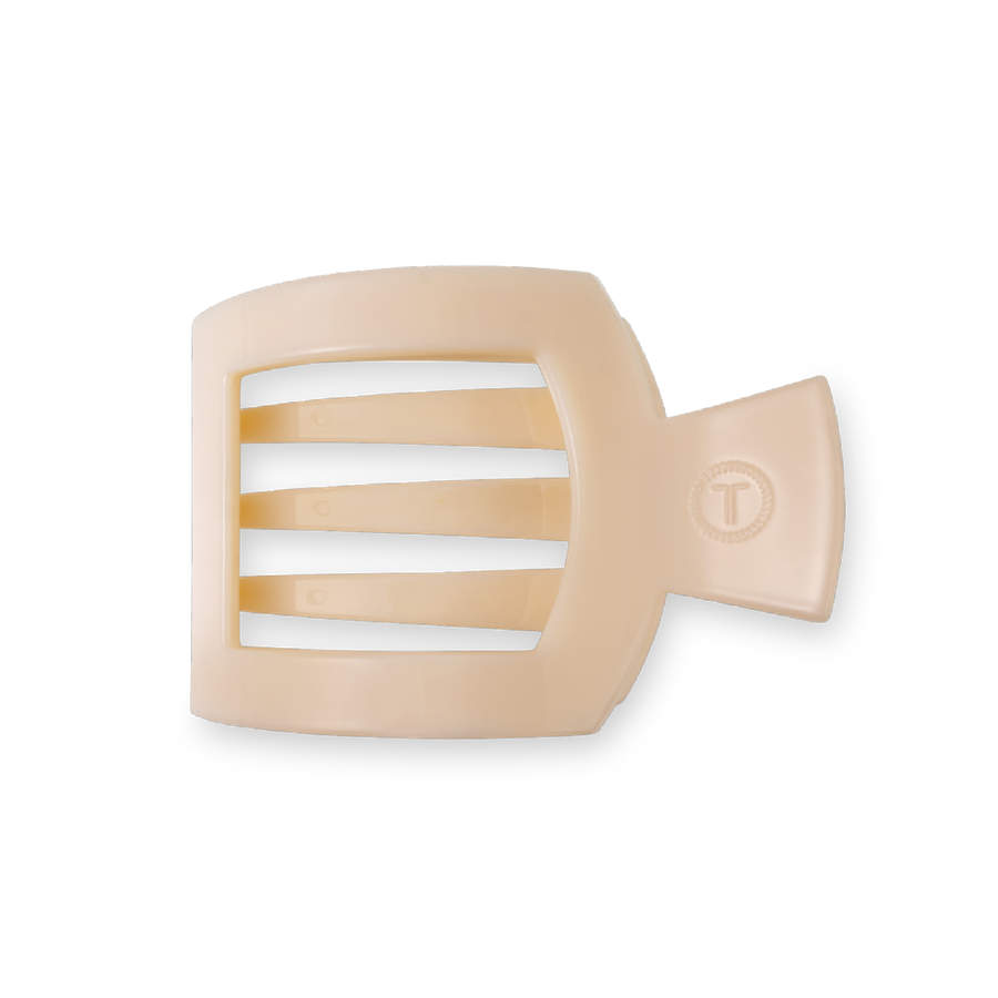Almond Beige Medium Flat Square Hair Clip - Glamourous Grace