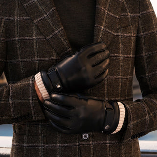 Alonzo (black) - Italian lambskin leather gloves with cashmere lining & touchscreen feature - Glamourous Grace