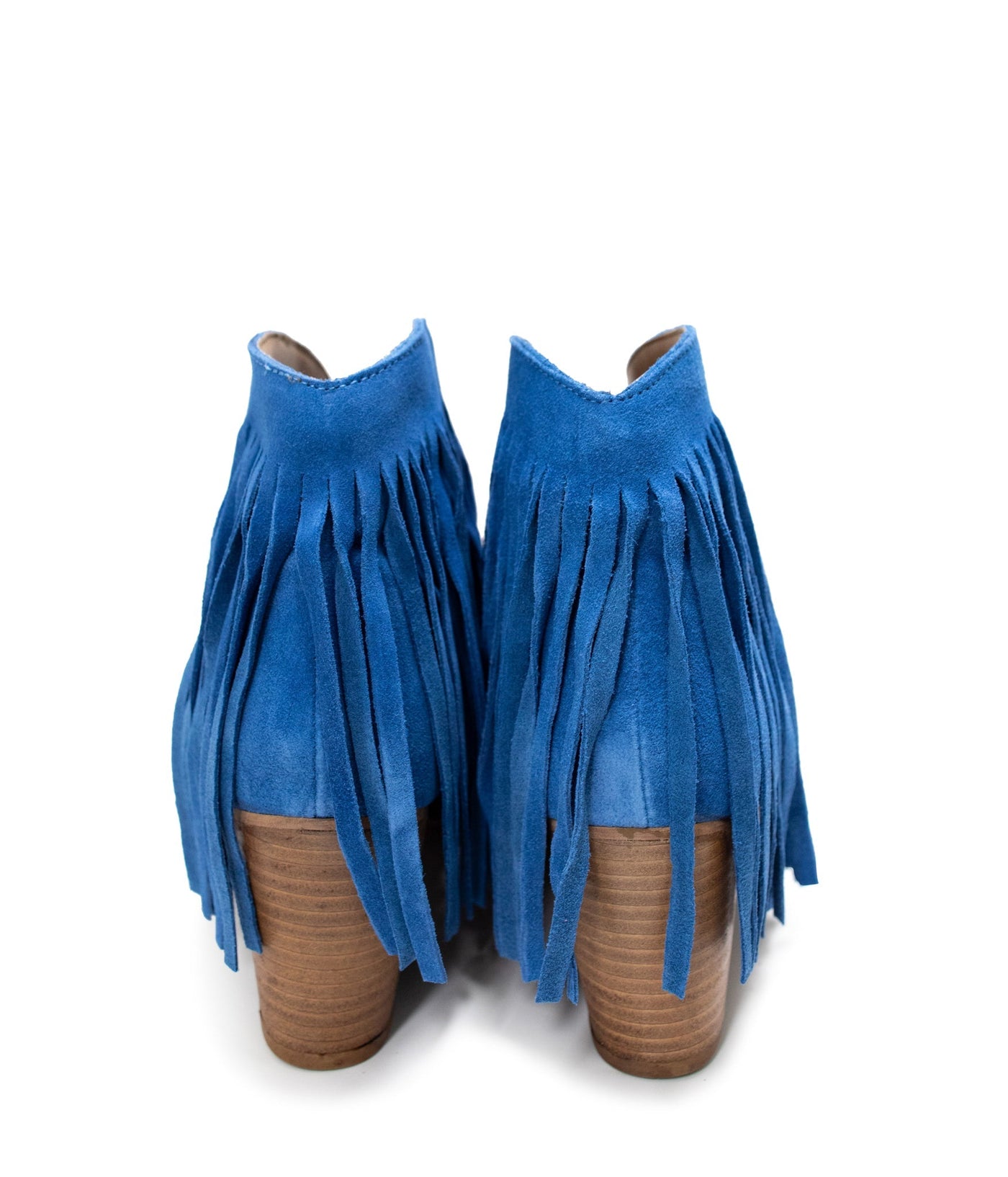 Amos Fringe Ankle Bootie in Blue Suede - Glamourous Grace