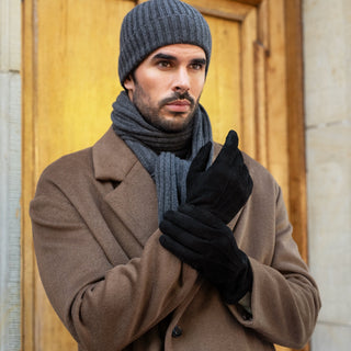 Angelo (black) – Italian suede leather gloves with luxurious cashmere lining - Glamourous Grace