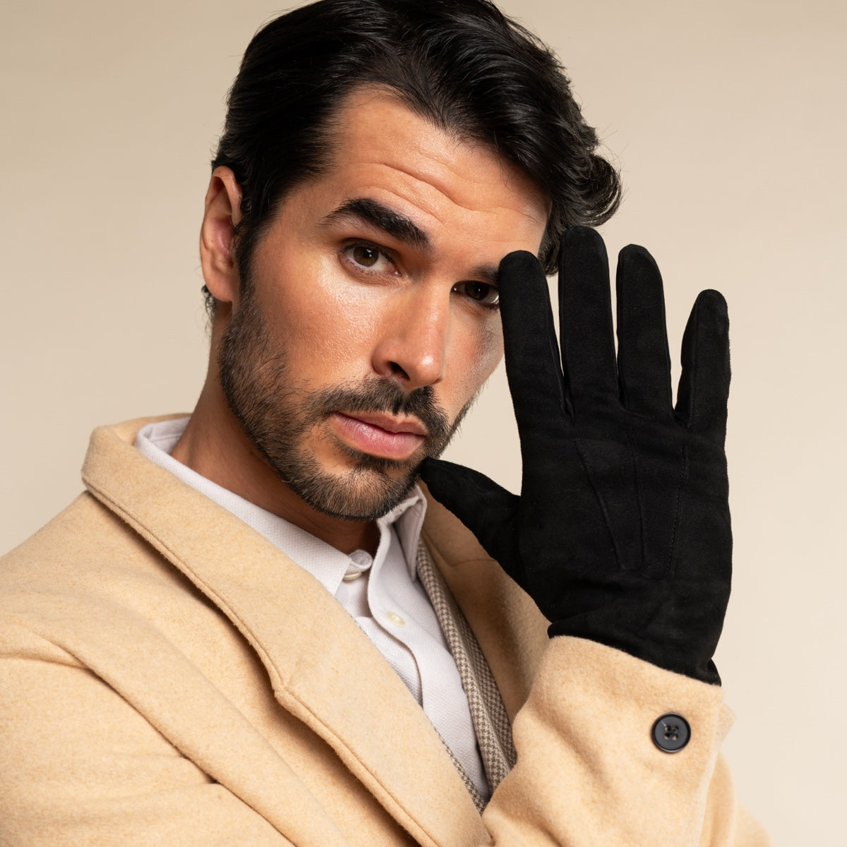 Angelo (black) – Italian suede leather gloves with luxurious cashmere lining - Glamourous Grace