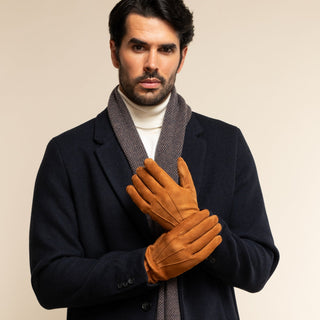 Angelo (cognac) – Italian suede leather gloves with luxurious cashmere lining - Glamourous Grace