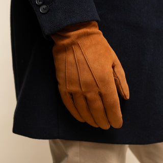 Angelo (cognac) – Italian suede leather gloves with luxurious cashmere lining - Glamourous Grace