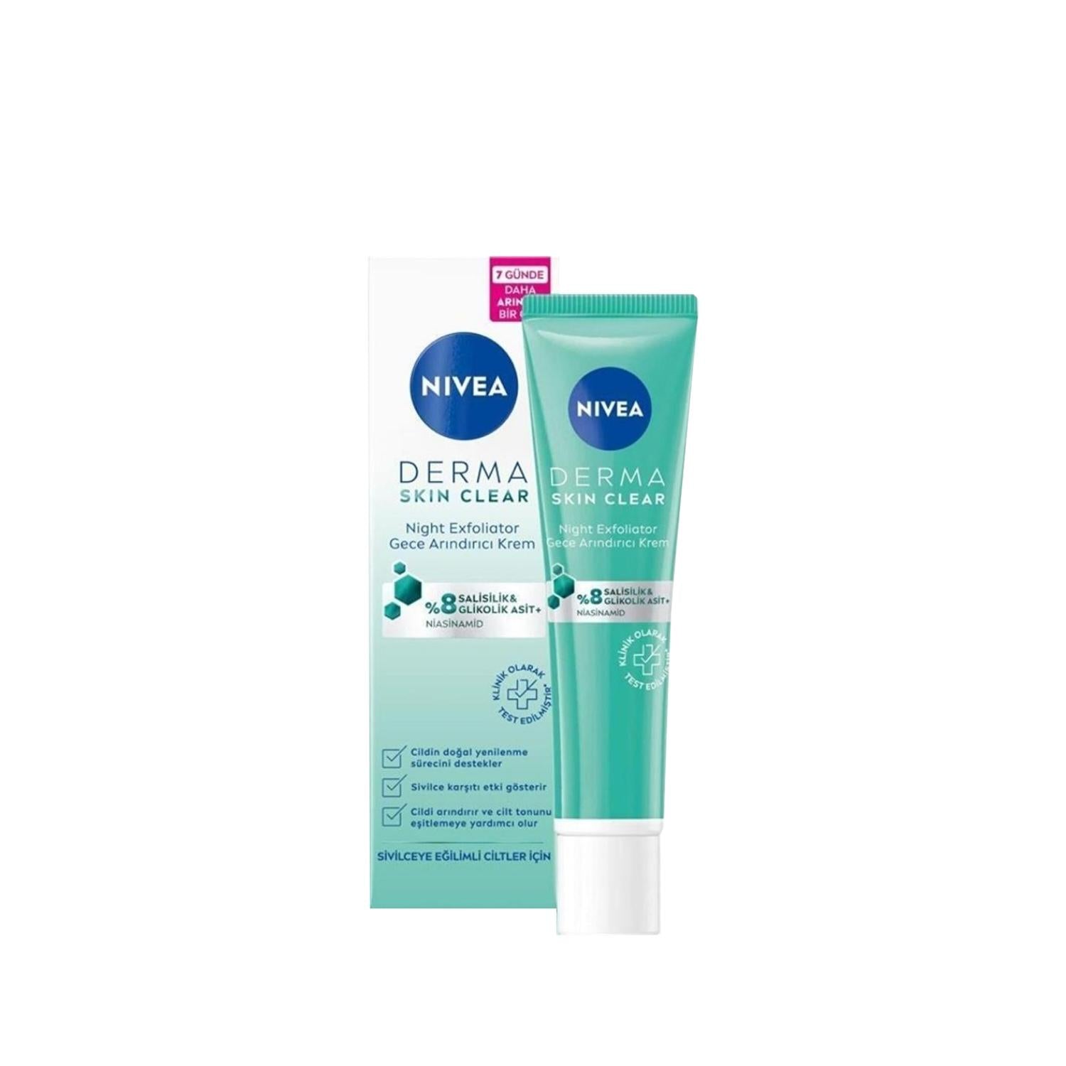 Nivea Derma Skin Clear Night Cream - Purifying & Clarifying Skincare for Nighttime Routine - 40ml - Glamourous Grace