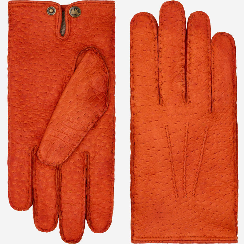 Antonio (orange) - Luxurious Italian peccary leather gloves with cashmere lining - Glamourous Grace