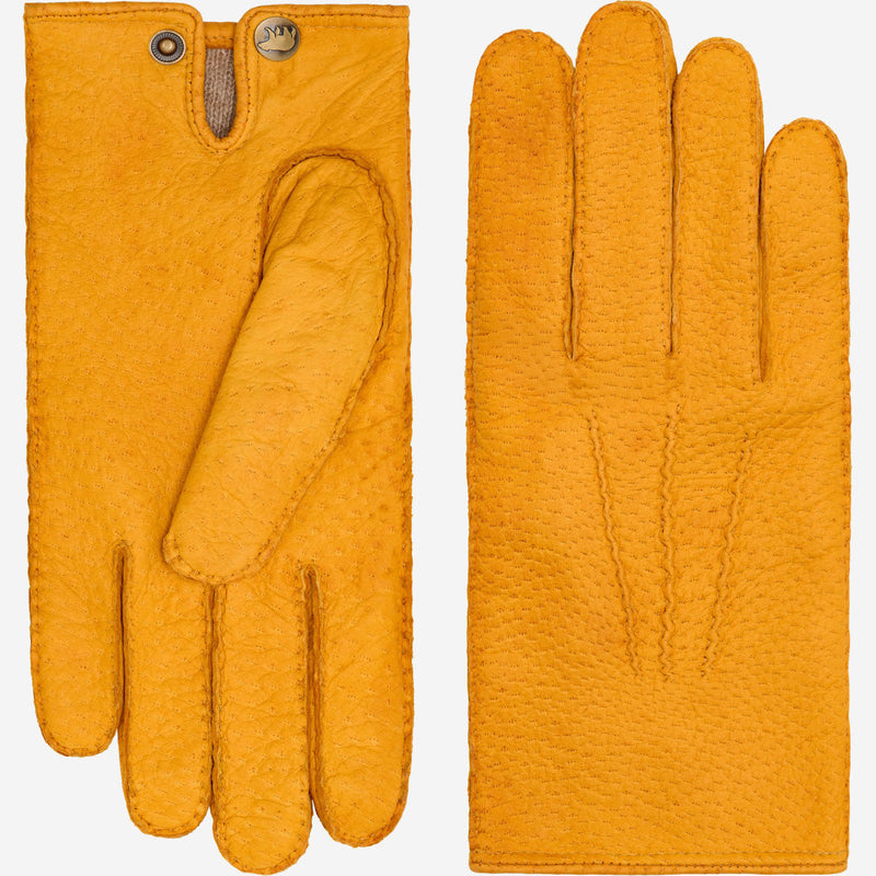 Antonio (yellow) - Luxurious Italian peccary leather gloves with cashmere lining - Glamourous Grace
