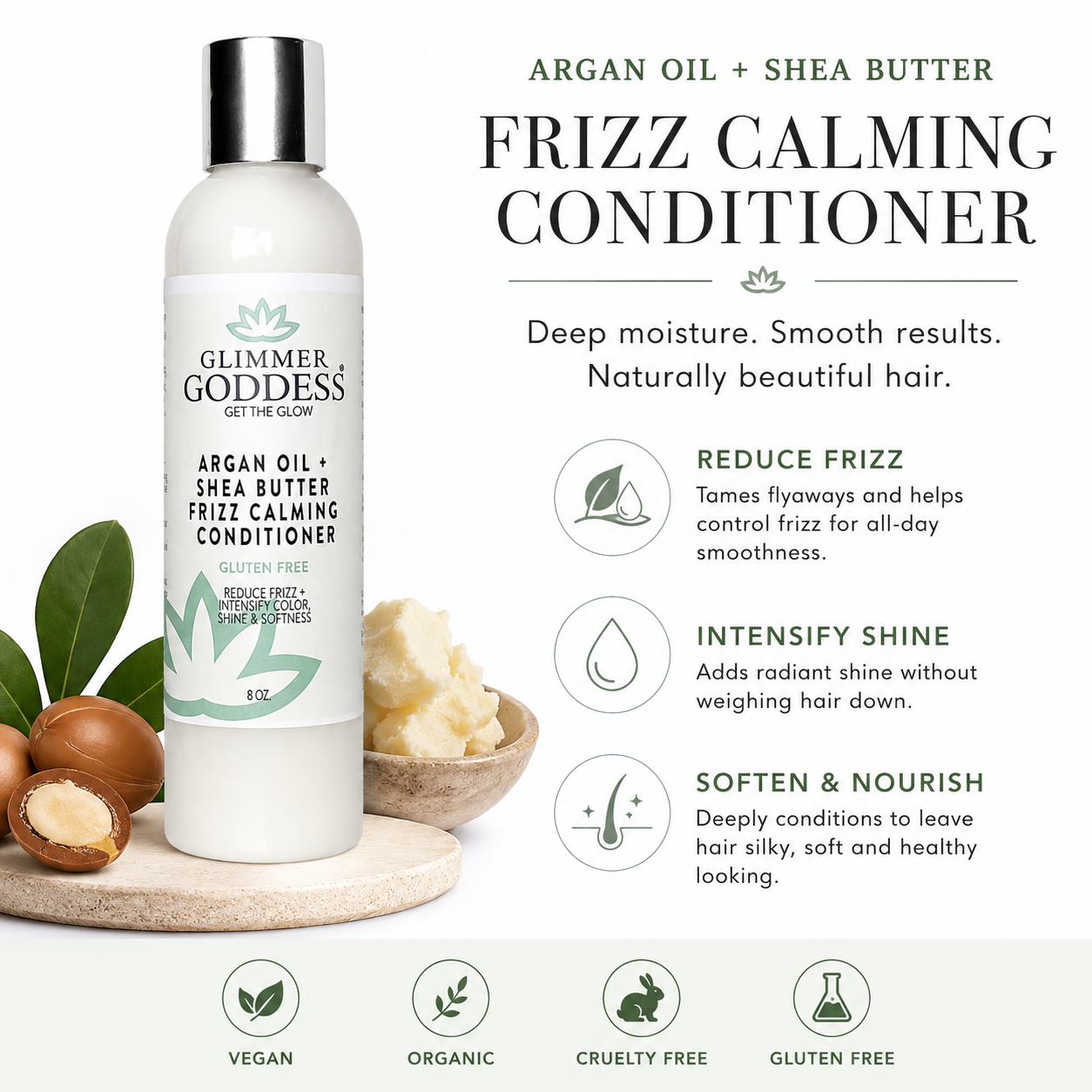 Organic Argan Oil Hair Conditioner – Deep Moisture & Frizz Control - Glamourous Grace