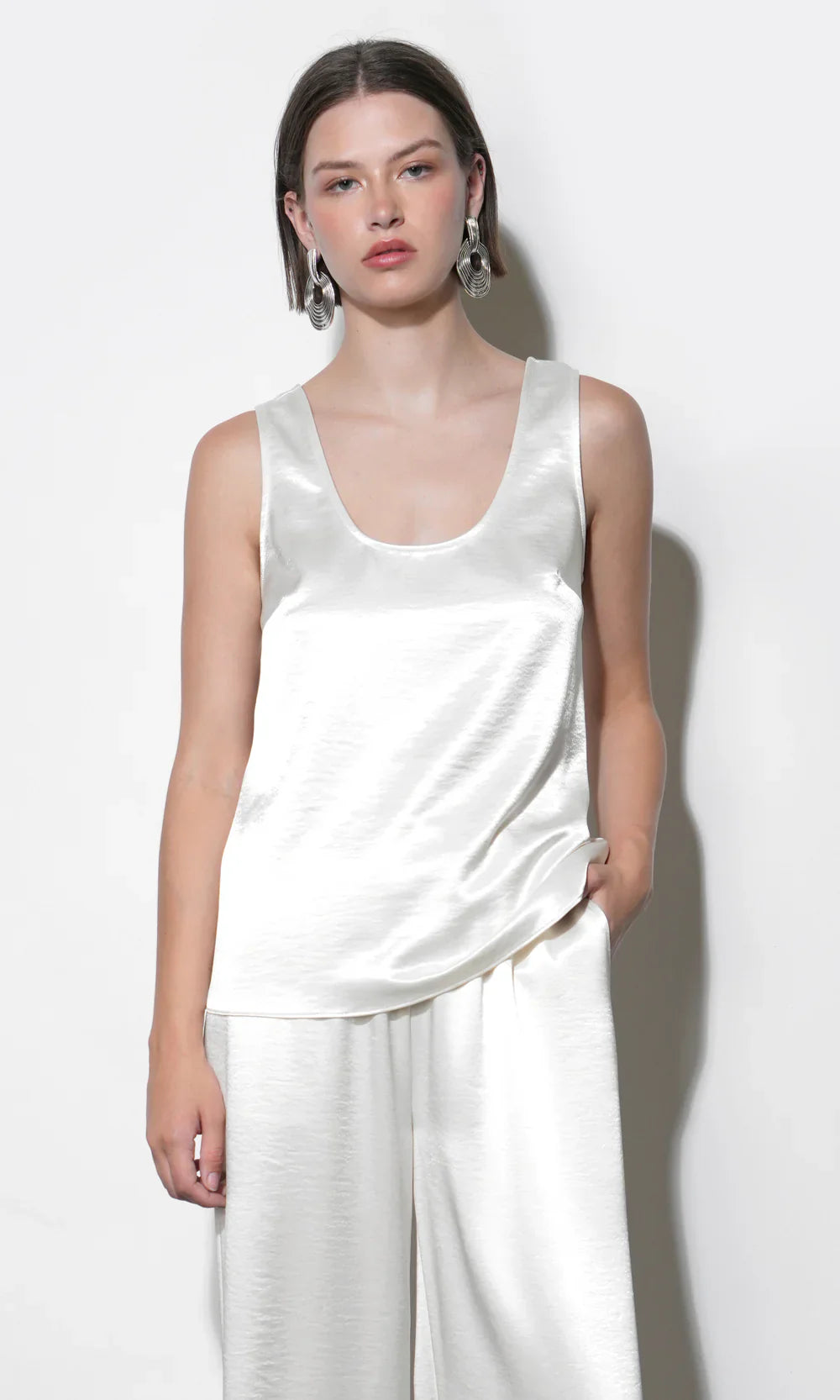 Ariana Easy Ivory Satin Sleeveless Top - Glamourous Grace