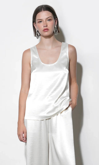 Ariana Easy Ivory Satin Sleeveless Top - Glamourous Grace