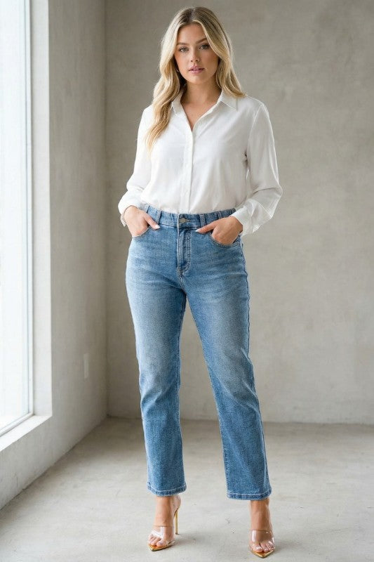 Plus Tummy Control High Rise Straight Jeans - Glamourous Grace