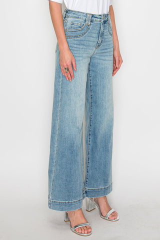 TUMMY CONTROL HIGH RISE A-WIDE LEG FIT JEANS