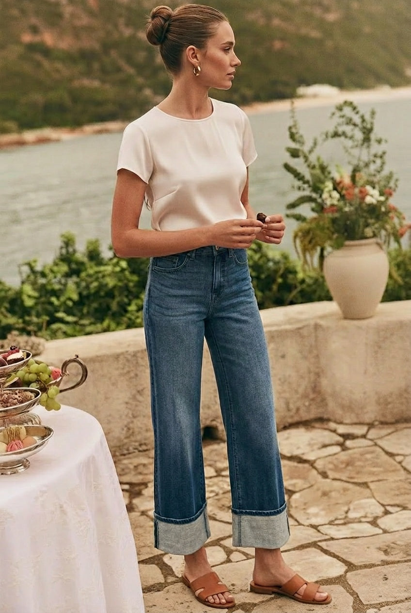 Tummy Control High Rise A-wide Jeans - Glamourous Grace