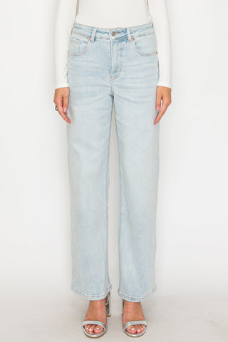 TUMMY CONTROL HIGH RISE MODAL FABRIC PINK THREAD STRAIGHT JEANS