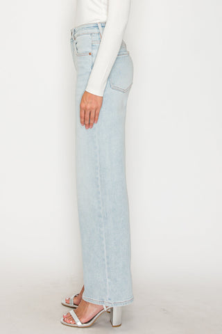 TUMMY CONTROL HIGH RISE MODAL FABRIC PINK THREAD STRAIGHT JEANS