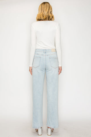 TUMMY CONTROL HIGH RISE MODAL FABRIC PINK THREAD STRAIGHT JEANS