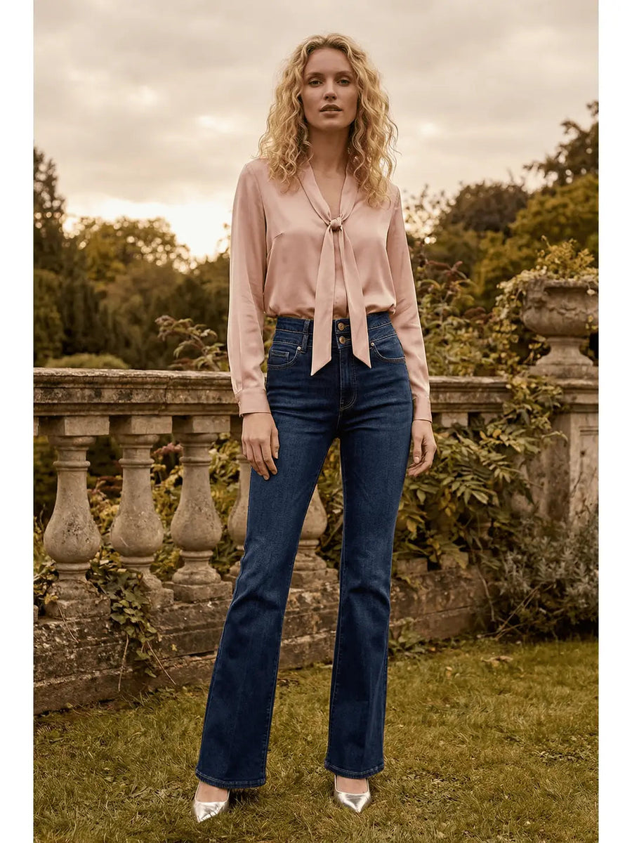 Julia Double Button High Rise Bootcut Jeans - Glamourous Grace