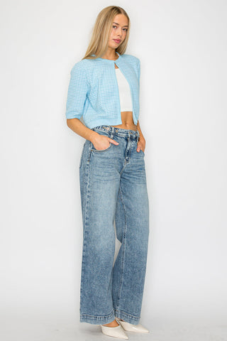 Adjustable Waistband High Rise Baggy Wide Jeans - Glamourous Grace