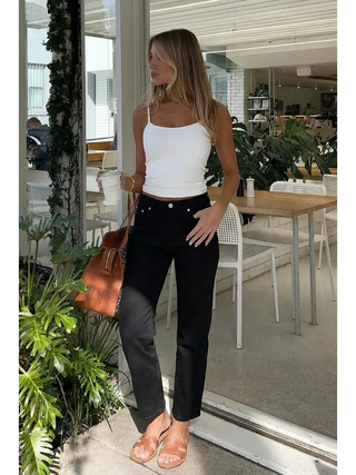 Alessandra Tummy Control High Rise Ankle Slim Straight Jeans