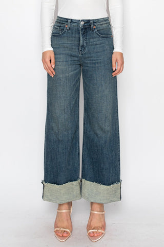 Elise TUMMY CONTROL HIGH RISE CUFFED A WIDE LEG JEANS - Glamourous Grace