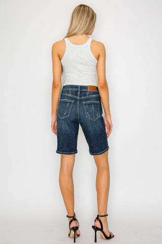 Celeste Dark Wash High Rise Bermuda Jeans - Glamourous Grace