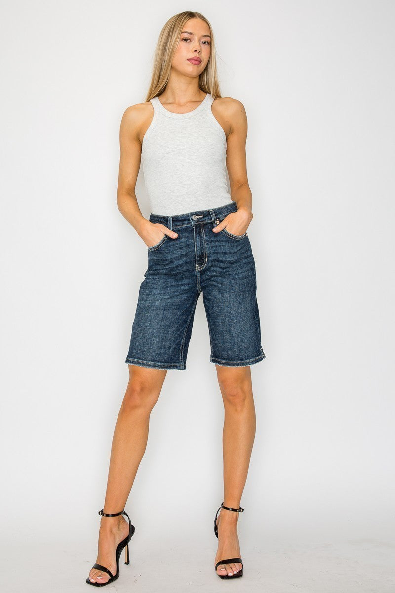 Celeste Dark Wash High Rise Bermuda Jeans - Glamourous Grace