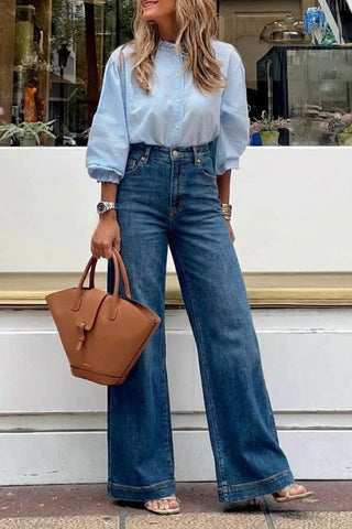 Relaxed High Rise Palazzo Jeans - Glamourous Grace