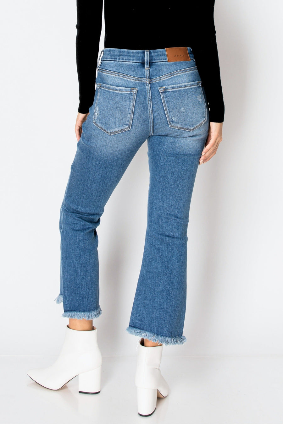 Eco Friendly Corset High Rise Crop Flare Jeans (Medium Wash) - Glamourous Grace