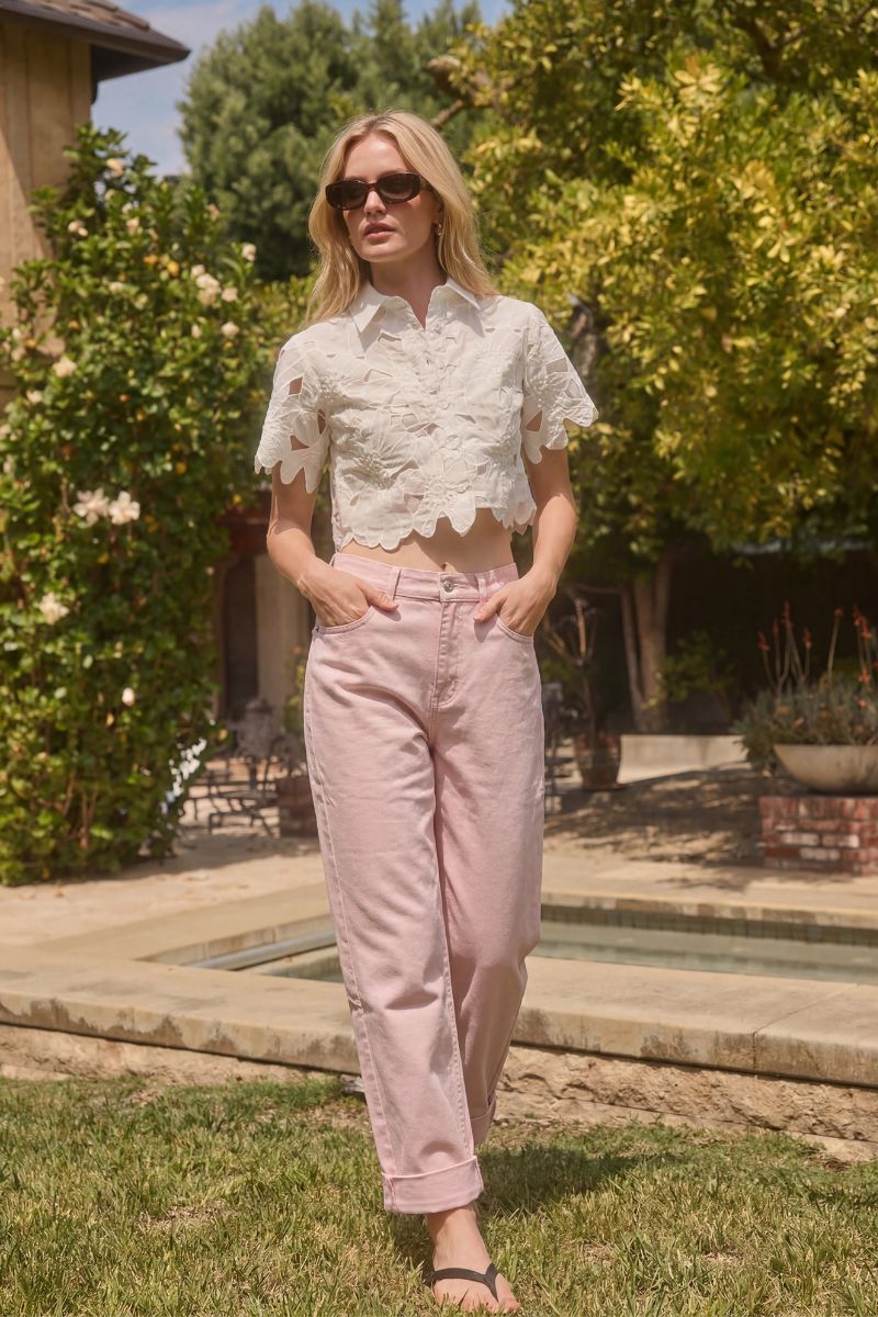 SERAFINA HIGH RISE PINK BARREL LEG JEANS - Glamourous Grace