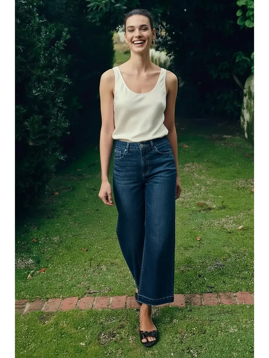 Camille High Rise Cropped Palazzo Jeans - Glamourous Grace