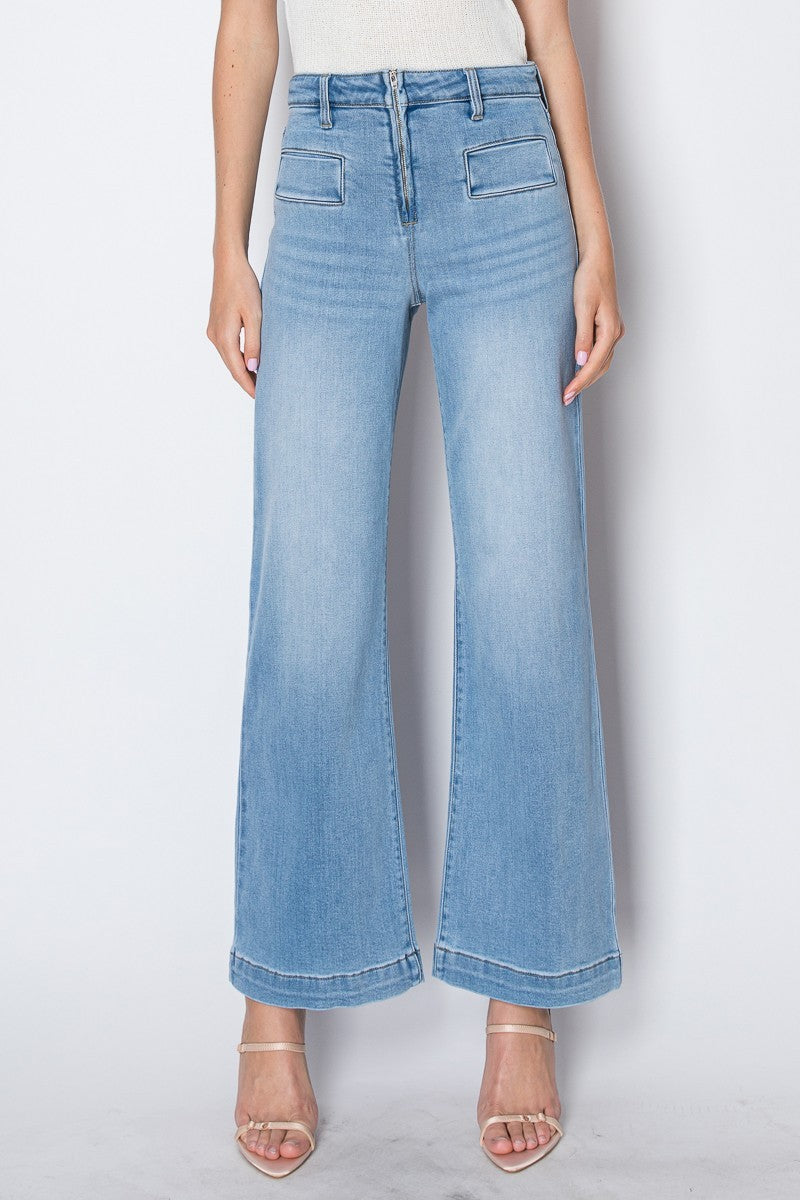 Noemi Eco Friendly Front Pocket Detail High Rise Flare Jeans - Glamourous Grace