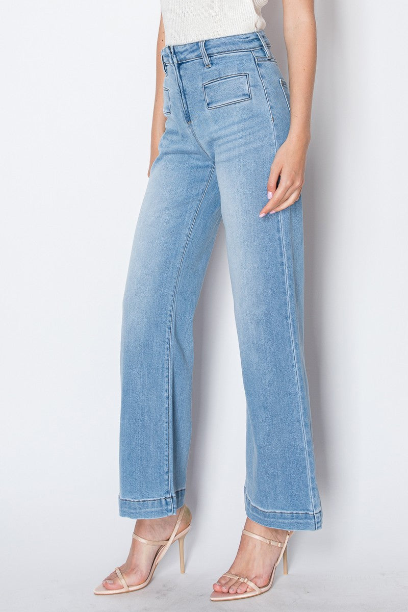 Noemi Eco Friendly Front Pocket Detail High Rise Flare Jeans - Glamourous Grace