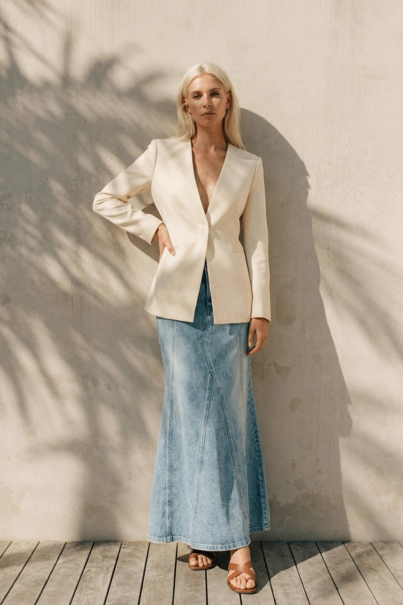 Kayla Denim Maxi Skirt - Glamourous Grace