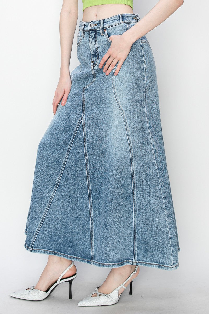 Kayla Denim Maxi Skirt - Glamourous Grace