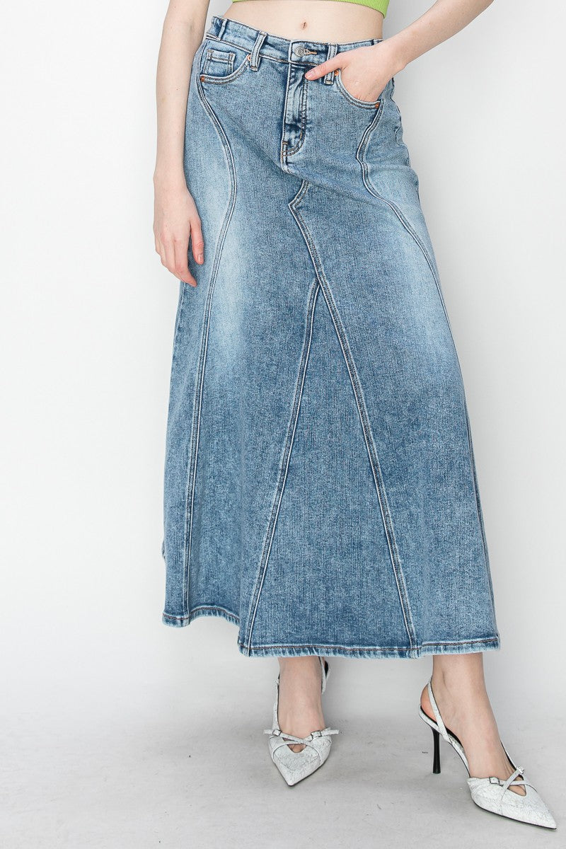Kayla Denim Maxi Skirt - Glamourous Grace