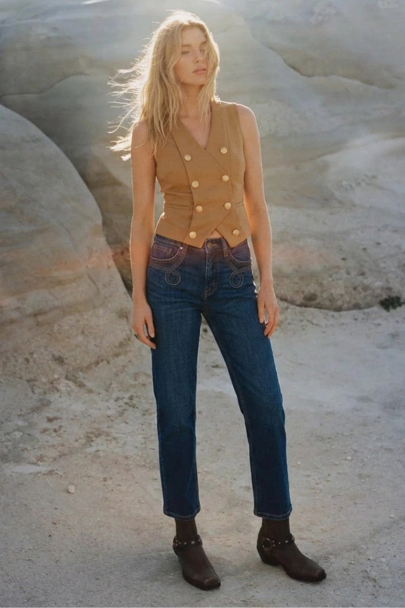 Tummy Control Western High Rise Straight Leg Jeans - Glamourous Grace