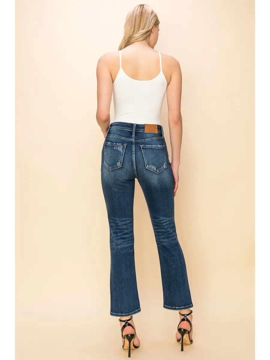 Ariel High Rise Stretch Distressed Straight Jeans - Glamourous Grace
