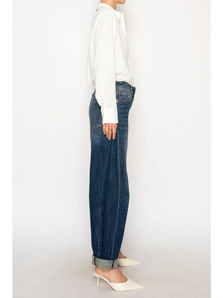 Relaxed Tapered Dark Wash Barrel Jeans - Glamourous Grace