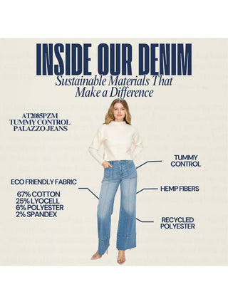 Aurora Tummy Control Eco Friendly Fabric Slim Palazzo Jeans (Medium Wash)