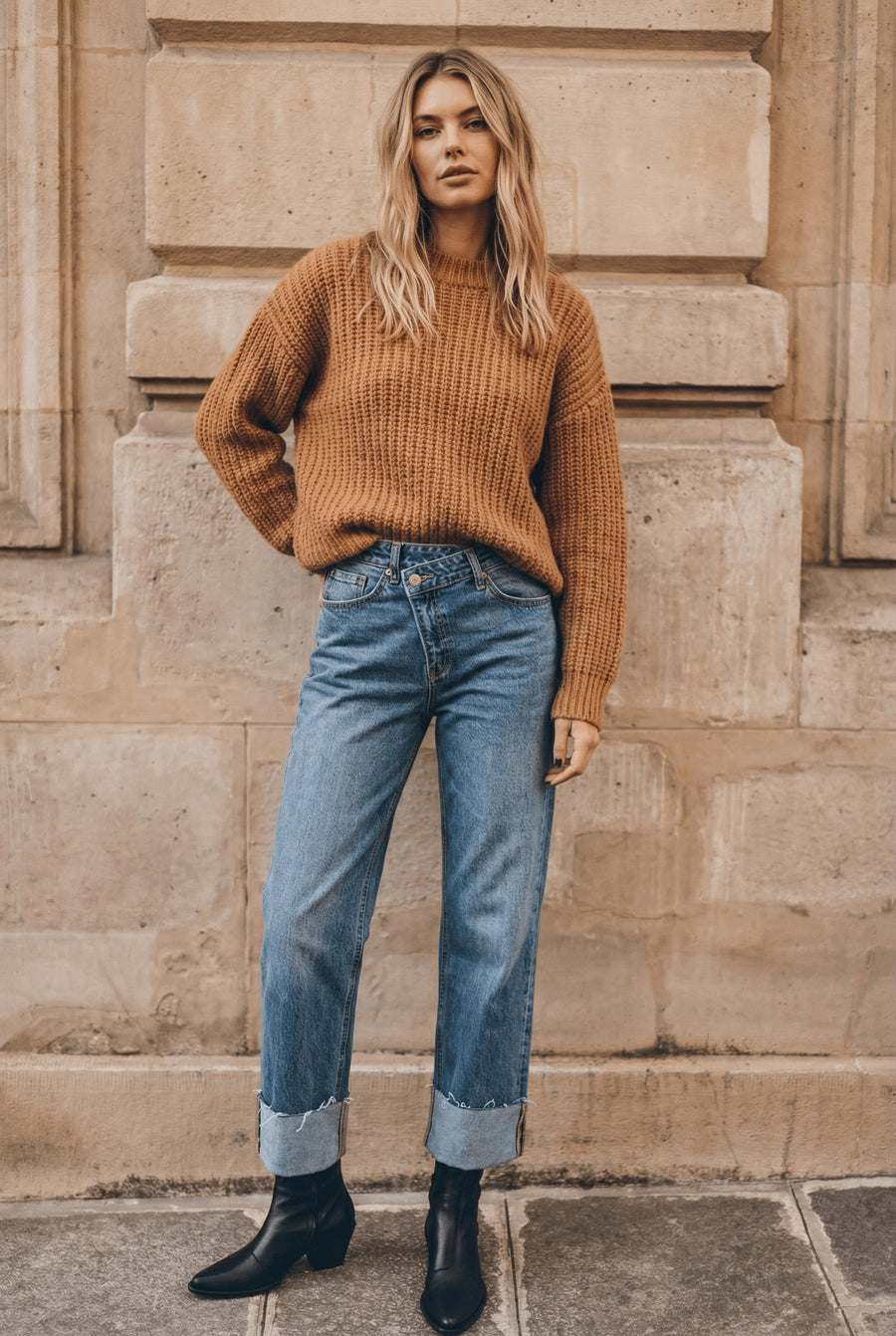Dual Accent High Rise Straight Leg Jeans - Glamourous Grace