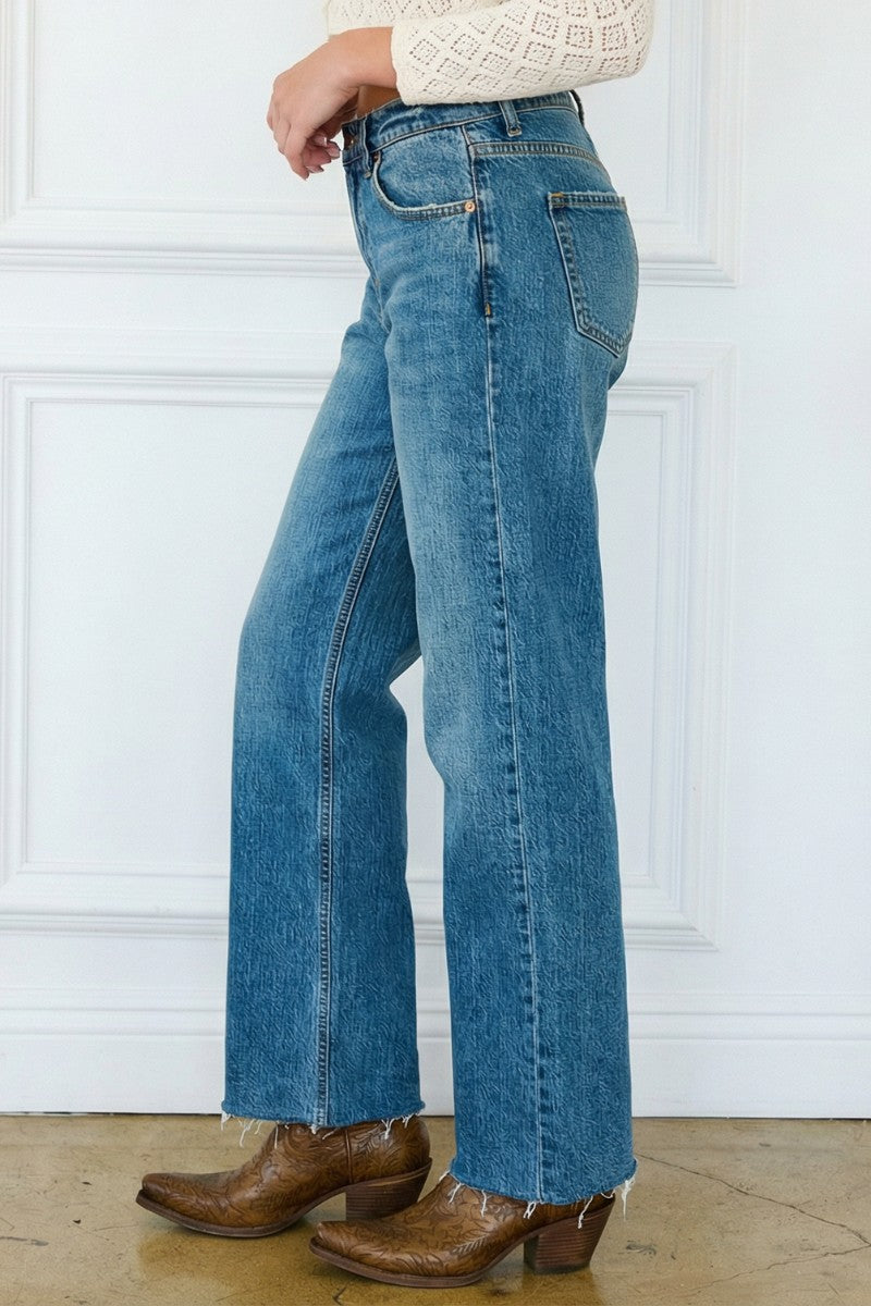 Dual Accent High Rise Straight Leg Jeans - Glamourous Grace