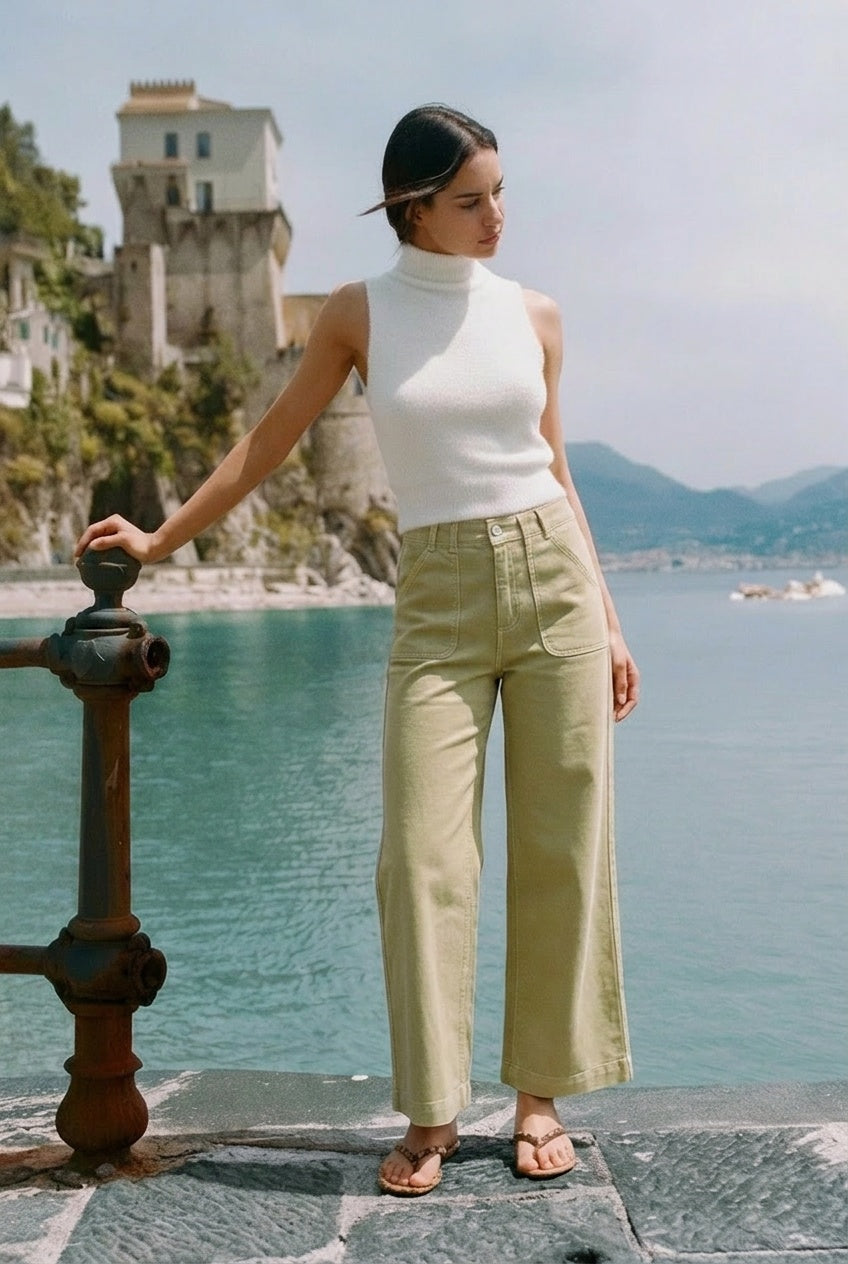 HIGH RISE WIDE LEG SAGE JEANS - Glamourous Grace