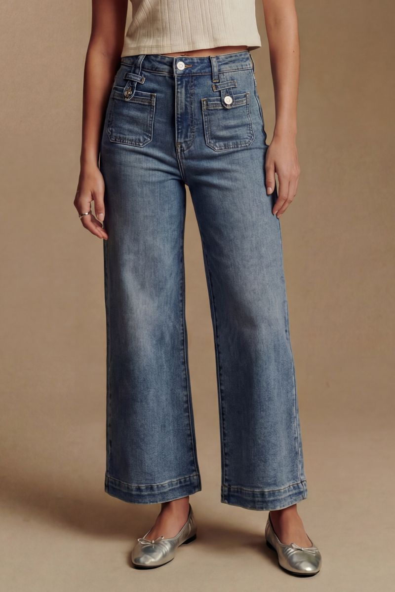 Aurelia Tummy Control High Rise Crop Palazzo Jeans - Glamourous Grace