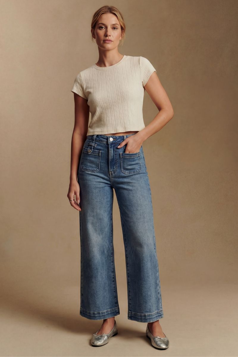 Aurelia Tummy Control High Rise Crop Palazzo Jeans - Glamourous Grace