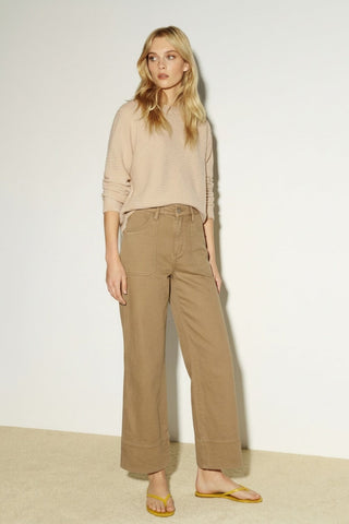 HIGH RISE TUMMY CONTROL GARMENT DYED PALAZZO JEANS