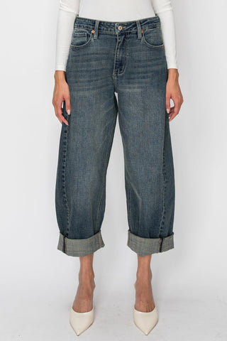 HIGH RISE RELAXED TINTED BARREL JEANS